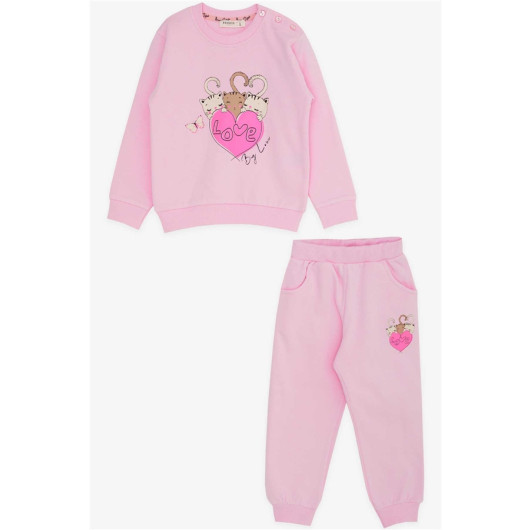 Baby Girl Tracksuit Set Kitty Printed Pink (3 Age)
