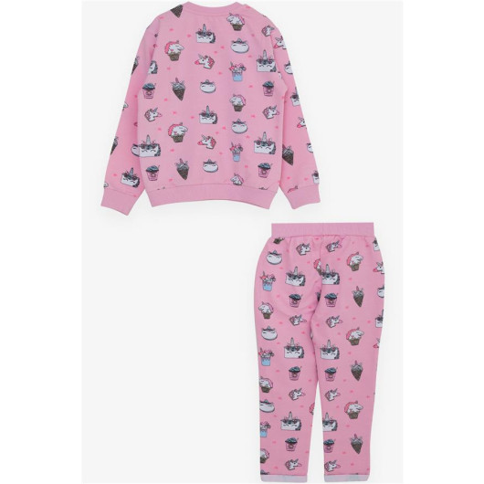 Baby Girl Tracksuit Set Princess Dinosaur Pattern Pink (9 Months-3 Years)