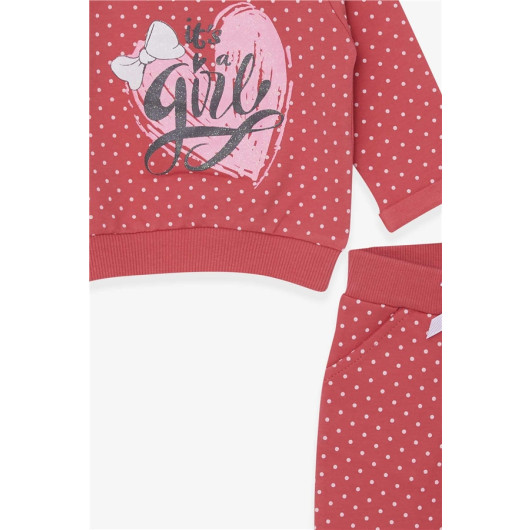 Baby Girl Tracksuit Set Polka Dot Glitter Printed Rosehip (6 Months)