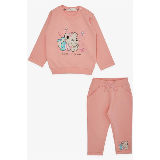 Baby Girl Tracksuit Set Cute Animal Friends Salmon (4 Months-1.5 Years)