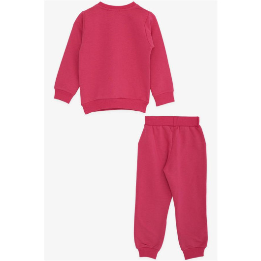 Baby Girl Tracksuit Set, Cute Bunny Printed Fuchsia (9 Months-3 Years)