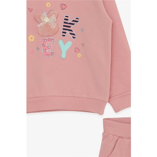 Baby Girl Tracksuit Set Glittery Accessory Rosehip (9 Months-3 Years)