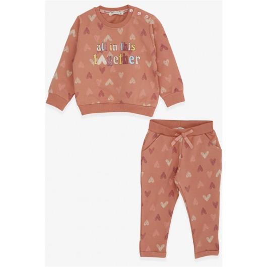 Baby Girl Tracksuit Set Glittery Letter Printed Rosepurple (6 Months-2 Years)