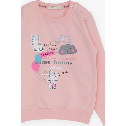 Baby Girl Tracksuit Set Bunny Printed Pink (9 Months-3 Years)