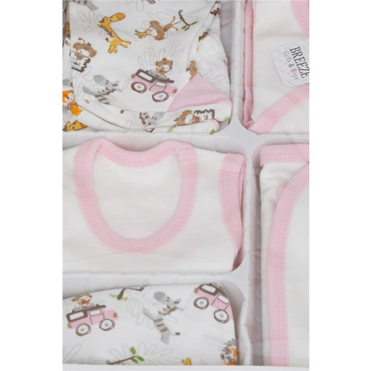 Baby Girl Hospital Release Pack Of 10 Safari Themed Embroidered White (0-3 Months)
