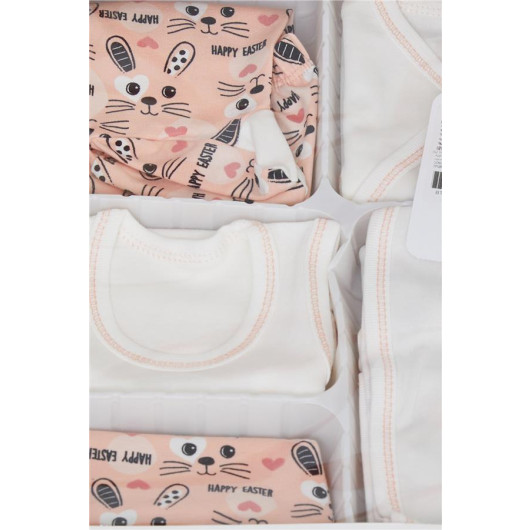 Baby Girl Hospital Release Pack Of 10 Cute Bunny Embroidered White (0-3 Months)