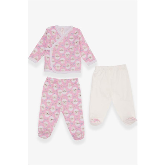 Baby Girl Hospital Exit 3-Piece Lamb Patterned Pink (0-4 Months)