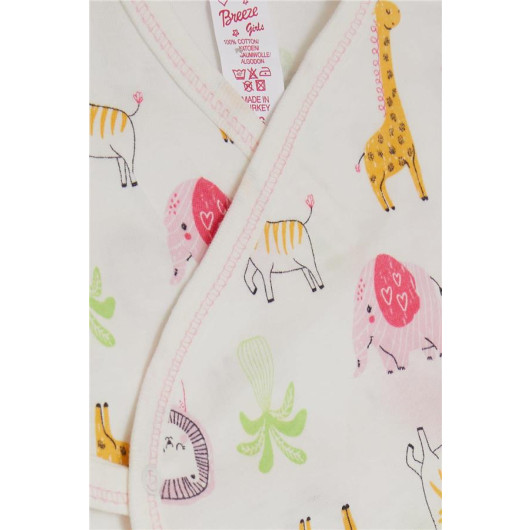 Baby Girl Hospital Release Set Of 3 Forest Themed Animals Printed White (0-4 Months)