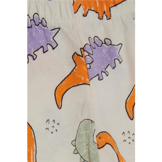 Baby Girl Hospital Release Pack Of 3 Colorful Dinosaurs Patterned Cream (0-4 Months)