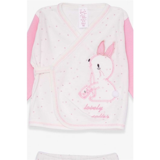 Newborn Baby Girls 3-Piece Set Bunny Pattern Acro/Off White/Light Cream (0-3-4 Months)