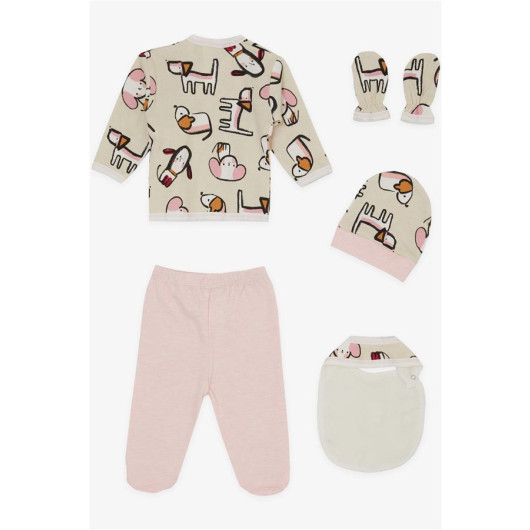 Baby Girl Hospital Outlet 5 Pieces Cute Puppy Patterned Stone (0-3 Months)