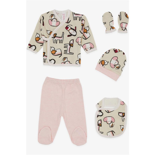 Baby Girl Hospital Outlet 5 Pieces Cute Puppy Patterned Stone (0-3 Months)