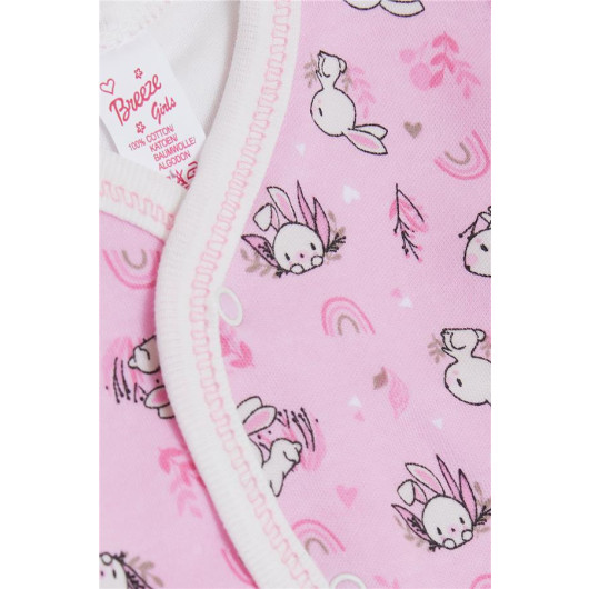 Baby Girl Hospital Release Pack Of 8 Nature Themed Bunny Patterned Pink (0-3 Months)