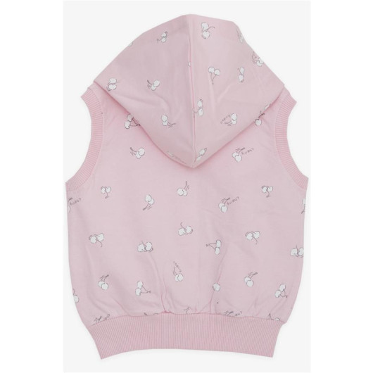 Baby Girl Hooded Vest Cherry Pattern Pink (6 Months-2 Years)