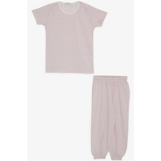 Baby Girl Short Sleeve Pajamas Set Patterned Pink (9 Months-3 Years)
