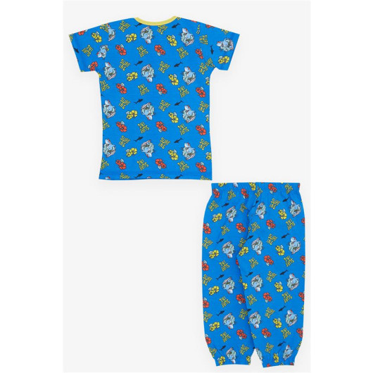 Baby Girl Short Sleeve Pajamas Set Surfer Shark Blue (9 Months-3 Years)