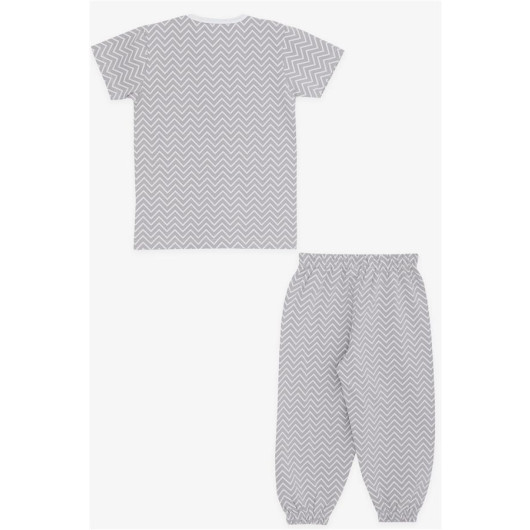 Baby Girl Short Sleeve Pajama Set Zigzag Patterned Mink (9 Months-3 Years)