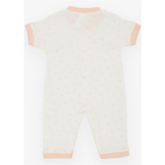 Baby Girl Short Sleeve Jumpsuit Polka Dot Patterned Ecru (0-6 Months)