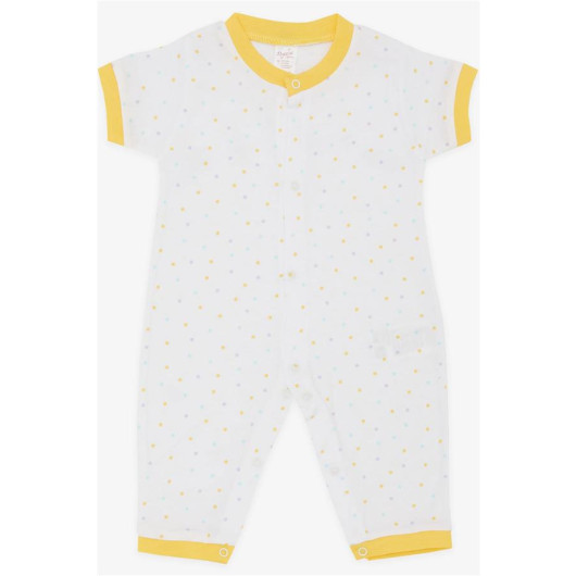 Baby Girl Short Sleeve Jumpsuit Colored Polka Dot Patterned White (0-6 Months)