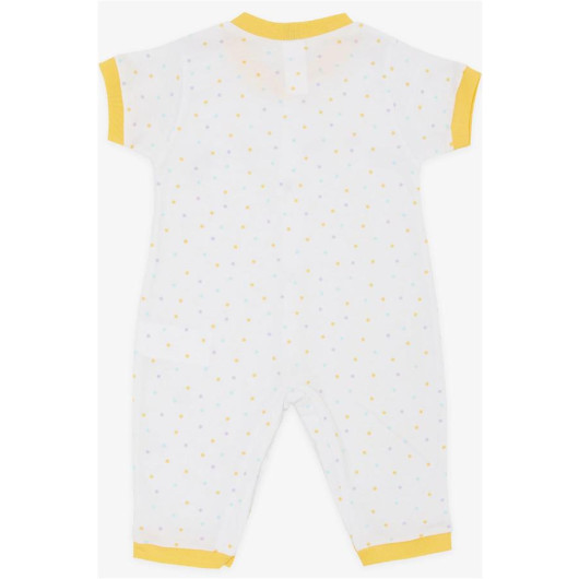 Baby Girl Short Sleeve Jumpsuit Colored Polka Dot Patterned White (0-6 Months)