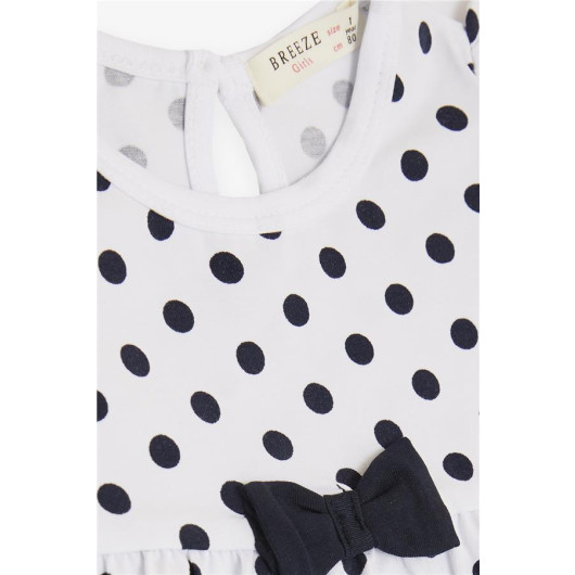 Baby Girl Short Rompers Polka Dot Bow White (4 Months-1.5 Years)