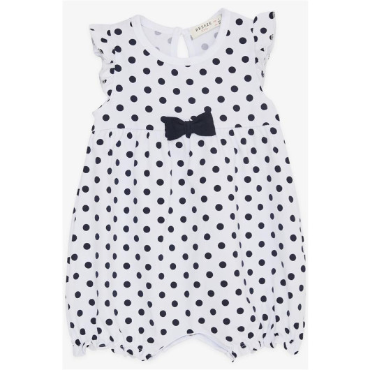 Baby Girl Short Rompers Polka Dot Bow White (4 Months-1.5 Years)