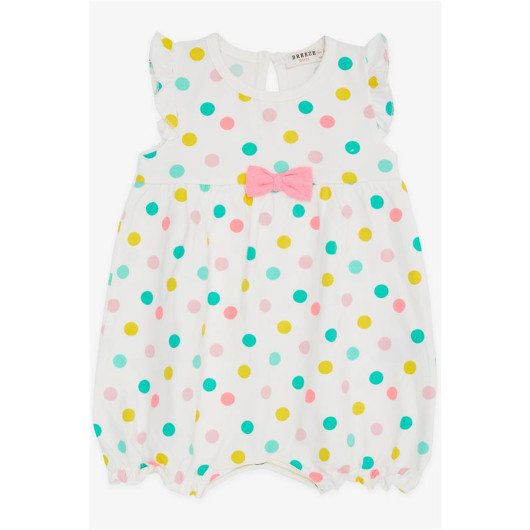 Baby Girl Short Overalls Polka Dot Bow Ecru (4 Months-1.5 Years)