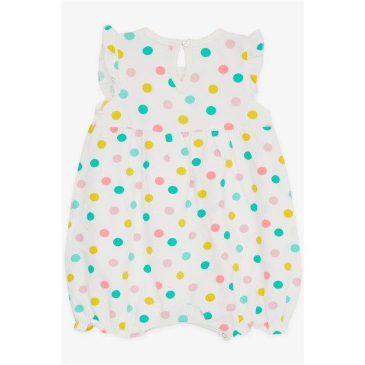 Baby Girl Short Overalls Polka Dot Bow Ecru (4 Months-1.5 Years)