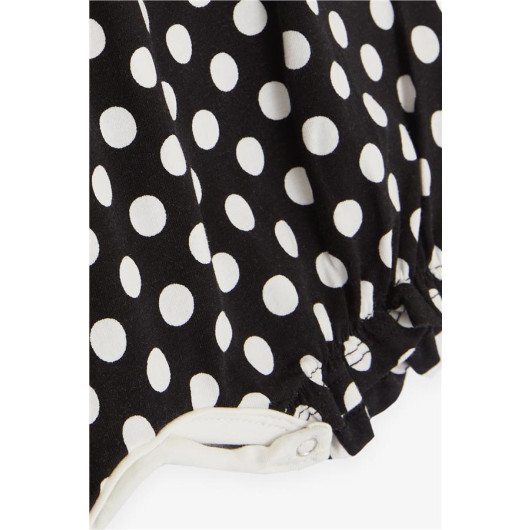 Baby Girl Short Rompers Polka Dot Bow Black (4 Months-1.5 Years)