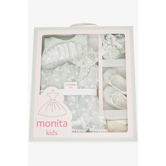 Baby Girl Mevlüt Set Embroidered Tulle Accessory Water Green (6 Months-2 Years)
