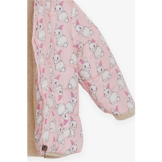 Baby Girl Coat Bunny Patterned Pink (6 Months-2 Years)
