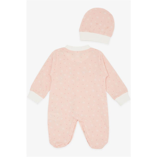 Baby Girl Booty Jumpsuit Floral Patterned Salmon (0-6 Months)