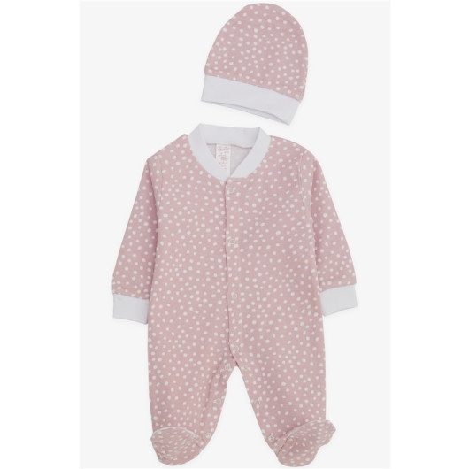Baby Girl Booty Jumpsuit Tiny Polka Dot Patterned Pink (0-6 Months)