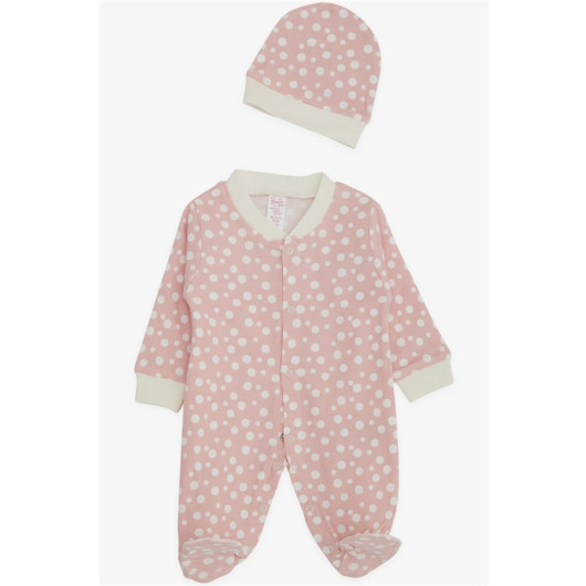 Baby Girl Booties Jumpsuit Polka Dot Patterned Pink (0-6 Months)