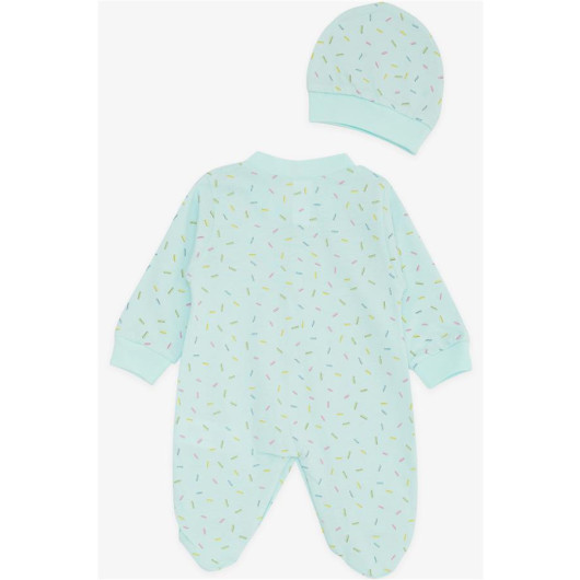 Baby Girl Booties Jumpsuit Colorful Patterned Water Green (0-3 Months-6 Months)