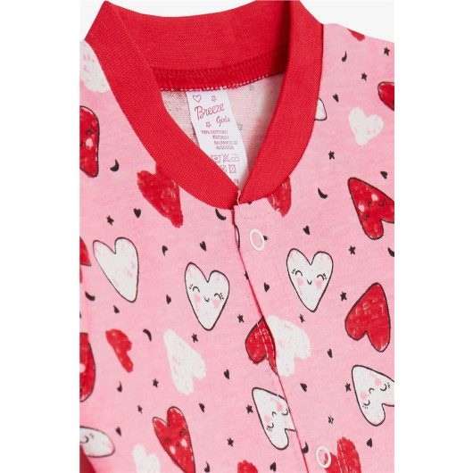 Baby Girl Booty Rompers Colorful Smiley Patterned Pink (0-6 Months)