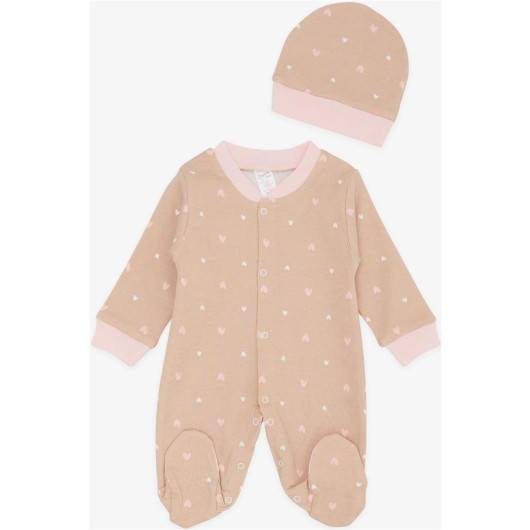 Baby Girl Booties Jumpsuit Colorful Star Pattern Light Brown (0-6 Months)