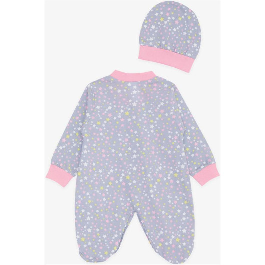 Baby Girl Booties Jumpsuit Colored Star Patterned Gray (0-6 Months)
