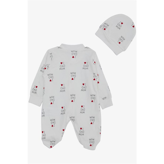 Baby Girl Booties Jumpsuit White With Text Patterned Heart (0-6 Months)
