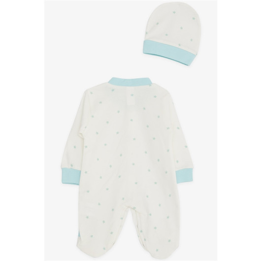 Baby Girl Footed Jumpsuit Star Patterned Ecru (6 Months)
