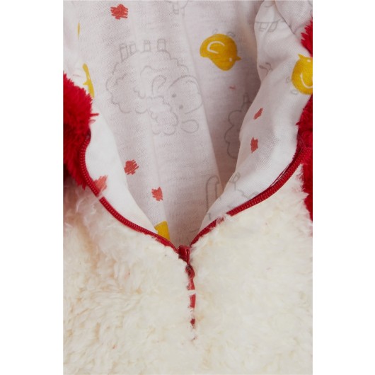 Baby Girl Plush Jumpsuit Lambskin Embroidered Ears Moving Red (6-6 Years)