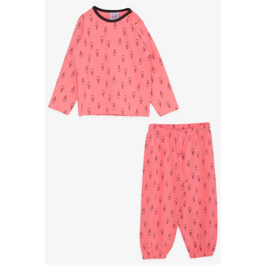 Baby Girl Pajama Set Balloon Patterned Neon Pink (9 Months-3 Years)