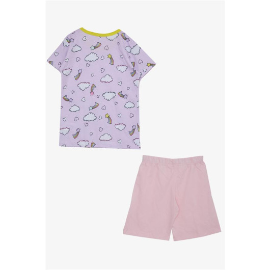 Baby Girl Pajama Set Cloud Patterned Sky Themed Light Lilac (9 Months-3 Years)