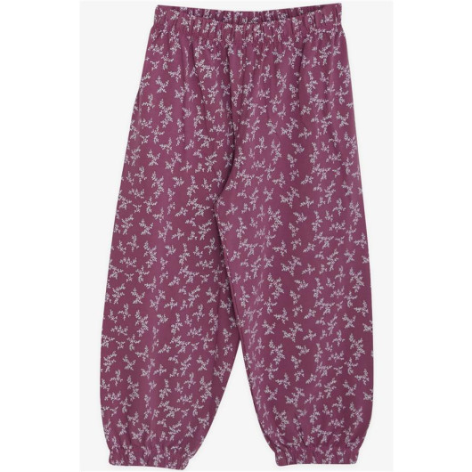 Baby Girl Pajama Set Floral Patterned Plum (9 Months-3 Years)