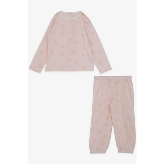 Baby Girl Pajamas Set Floral Pattern Powder (9 Months-3 Years)