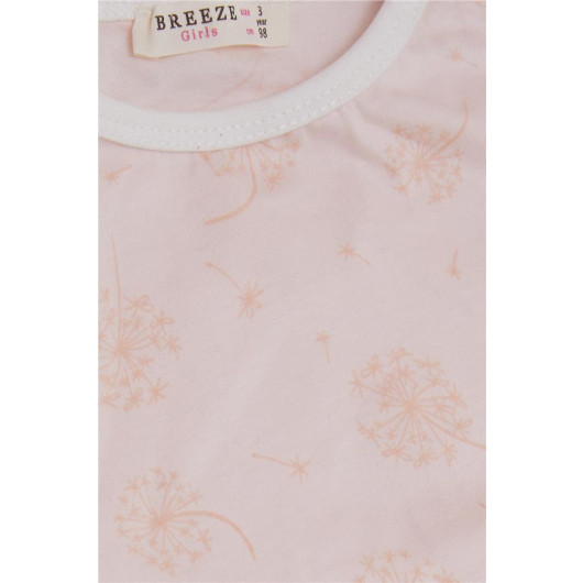 Baby Girl Pajamas Set Floral Pattern Powder (9 Months-3 Years)