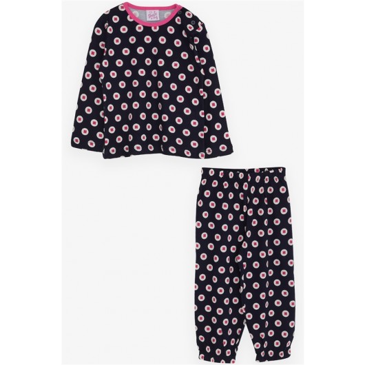 Baby Girl Pajama Set Patterned Navy Blue (9 Months-3 Years)