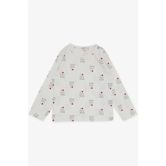 Baby Girl Pajama Set Heart Letter Pattern Ecru (9 Months-3 Years)
