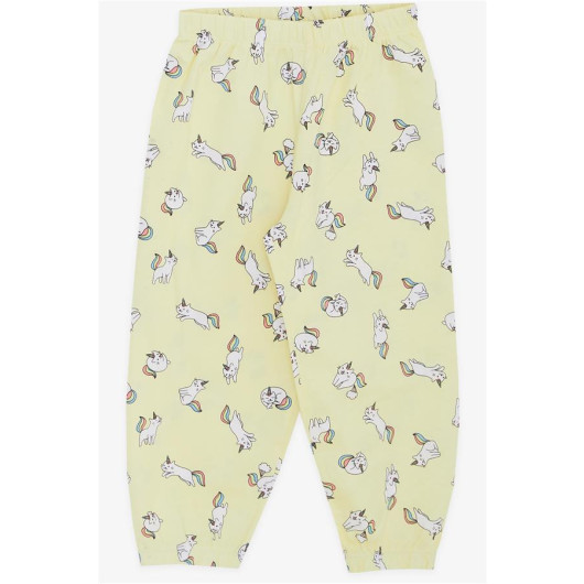 Baby Girl Pajamas Set Kedicorn Patterned Yellow (9 Months-3 Years)