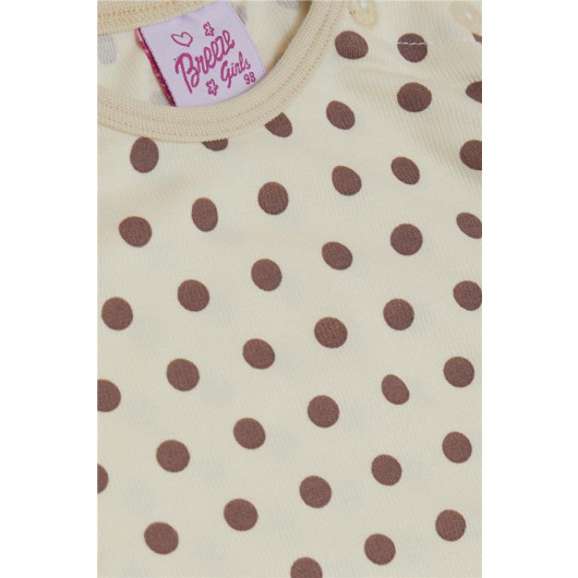 Baby Girl Pajama Set Polka Dot Patterned Cream (9 Months-3 Years)